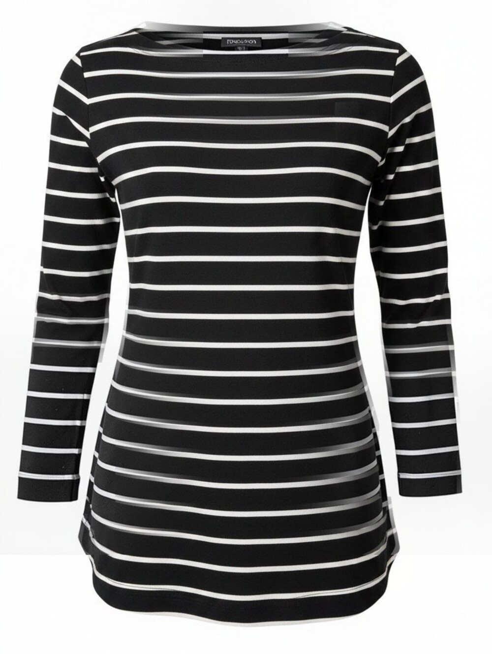 NWT Pendleton Women L 100% Cotton Striped Long Sleeve Tunic Top Black WhitePerfe